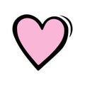 Pink doodle heart isolated on white background. Hand drawn love heart. Vector illustration for any design Royalty Free Stock Photo