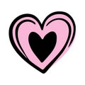 Pink doodle heart isolated on white background. Hand drawn love heart. Vector illustration for any design Royalty Free Stock Photo