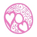 Pink Doodle Heart And Swoosh Round Design