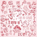 Pink doodles for Valentine's day Royalty Free Stock Photo