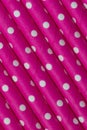 Pink dot paper straw background in diagonal Royalty Free Stock Photo