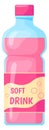 Pink drink bottle. Cartoon sweet soda icon