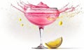 a pink drink with a splash of juice and a slice of lemon Royalty Free Stock Photo