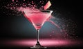 a pink drink with a splash of water on the rim Royalty Free Stock Photo