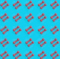 Pink dumbbell pattern on a blue background