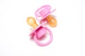 Pink dummies or pacifiers Royalty Free Stock Photo