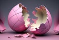 Pink easter egg cracked open and broken into pieces, digital illustration artwork Royalty Free Stock Photo