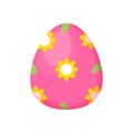 Pink easter egg vector illustration. With flowers. Happy Easter. Stock image isolated on white background. Royalty Free Stock Photo