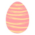 Pink Easter Egg with Yellow Distressed Horizontal Lines Royalty Free Stock Photo