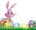 Pink Easter eggs bunny Royalty Free Stock Photo