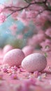 Pink Easter Eggs Decorate with Flowers Spring Season with Soft Focus Background and Festive Theme Royalty Free Stock Photo