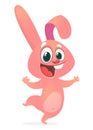 Pink easter rabbit cartoon. Easter Bunny vector illustration. Royalty Free Stock Photo