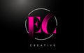 Pink EC Brush Stroke Letter Logo Design. Pink Paint Logo Leters Icon