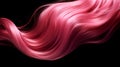 Pink ed hair wavy strand. Isolated on black background. Shiny haircare style shampoo beautiful smooth colored hair close