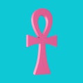 Pink Egyptian Cross Ankh Key of Life in Duotone Style. 3d Rendering Royalty Free Stock Photo