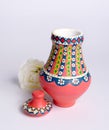 Pink Egyptian handmade decorated colorful pottery vase Kolla Royalty Free Stock Photo