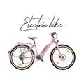 Pink electric bike vector illustration isolated on white background