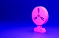 Pink Electric fan icon isolated on blue background. Minimalism concept. 3D render illustration