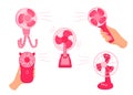 Pink Electric Fans set Vector illustration in cartoon style Royalty Free Stock Photo