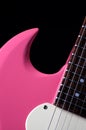 Pink Electric Guitar On Black Royalty Free Stock Photo
