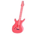 Pink electric guitar, classic musical instrument musician rocker band isolated on white background