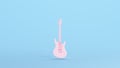 Pink Electric Guitar Musical Instrument Classic Harmonics Hobby Music Strings Kitsch Blue Background Royalty Free Stock Photo