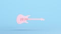 Pink Electric Guitar Musical Instrument Classic Harmonics Hobby Music Strings Kitsch Blue Background