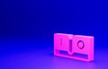 Pink Electric light switch icon isolated on blue background. On and Off icon. Dimmer light switch sign. Concept of