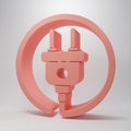 Pink Electric plug icon isolated on pink background. Concept of connection and disconnection of the electricity Royalty Free Stock Photo