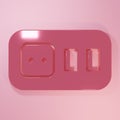 Pink Electrical outlet icon isolated on pink background. Power socket. Rosette symbol. Minimalism concept. 3D render Royalty Free Stock Photo