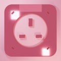 Pink Electrical outlet icon isolated on pink background. Power socket. Rosette symbol. Minimalism concept. 3D render Royalty Free Stock Photo