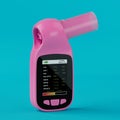 Pink Electronic Medical Pulmonary Spirometer for Measuring Lung Function and Capacity in Duotone Style. 3d Rendering Royalty Free Stock Photo