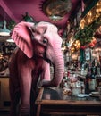 Pink Elephant at the Bar. Generative AI