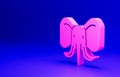 Pink Elephant icon isolated on blue background. Minimalism concept. 3D render illustration Royalty Free Stock Photo