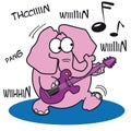 Pink Elephant Playing a Rock Guitar