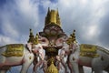 Pink elephant statue next to Grand Palace in Bangkok Thailand as religion culture Asia buddhist symbol