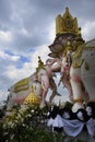 Pink elephant statue next to Grand Palace in Bangkok Thailand as religion culture Asia buddhist symbol