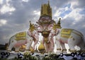 Pink elephant statue next to Grand Palace in Bangkok Thailand as religion culture Asia buddhist symbol