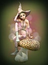 Pink Elf on a Mushroom, 3d CG
