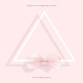 Pink empty ad banner. Geometric design with bow