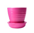 Pink empty ceramic flower pot isolated on white Royalty Free Stock Photo