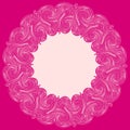 Pink engraving round frame