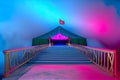 pink entrance to the marquee at the holiday fair. Generative AI Royalty Free Stock Photo