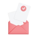 Pink Envelope with Approved Checkmark Card
