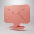 Pink Envelope icon isolated on pink background. Email message letter symbol. Minimalism concept. 3D render illustration Royalty Free Stock Photo