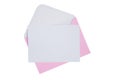 Pink envelope isolated on white background. Clipping path included.