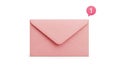 Pink Envelope with Notification Icon Showing One New Message mail Royalty Free Stock Photo