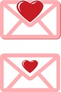 Pink envelopes with red hearts Royalty Free Stock Photo