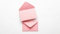 Pink envelopes stacked vertically on white background Royalty Free Stock Photo