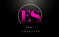 Pink ES Brush Stroke Letter Logo Design. Pink Paint Logo Leters Icon